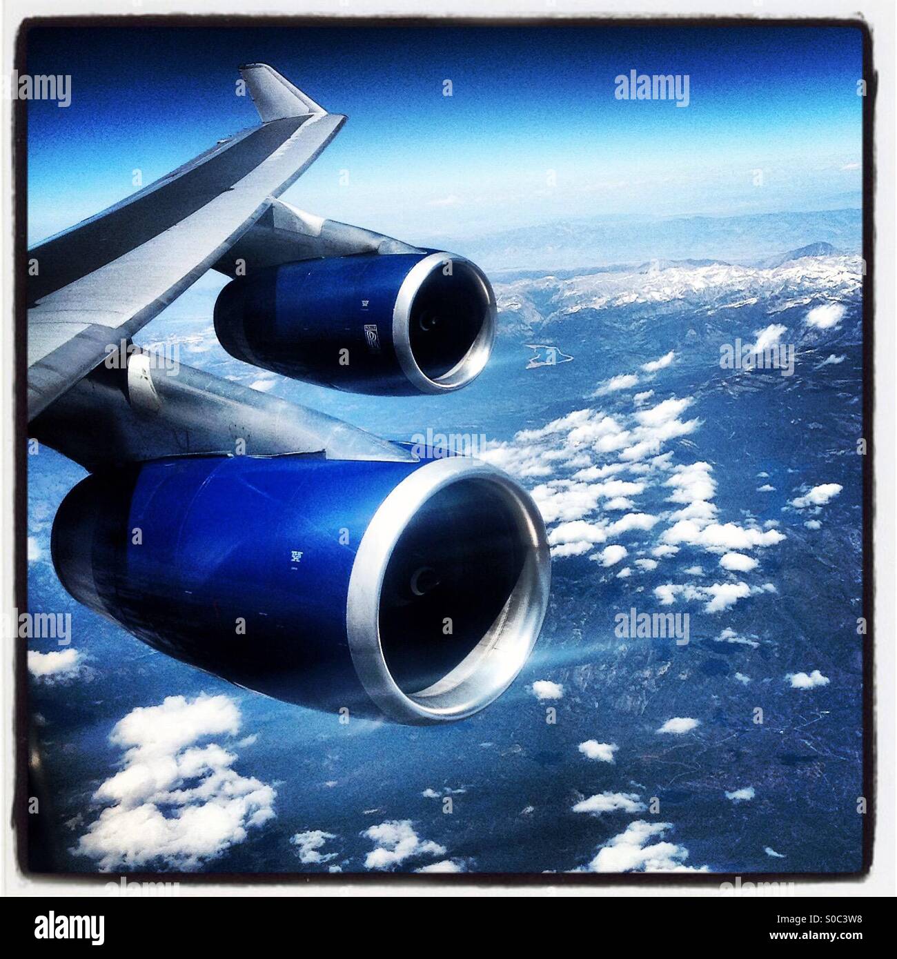 Jet engines in flight Stock Photo Alamy