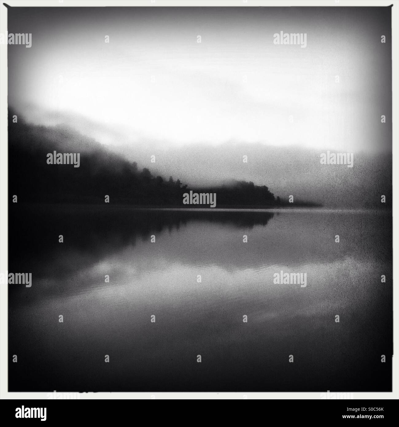 Reflections in a Misty lake - Smartphone Captured Stock Image