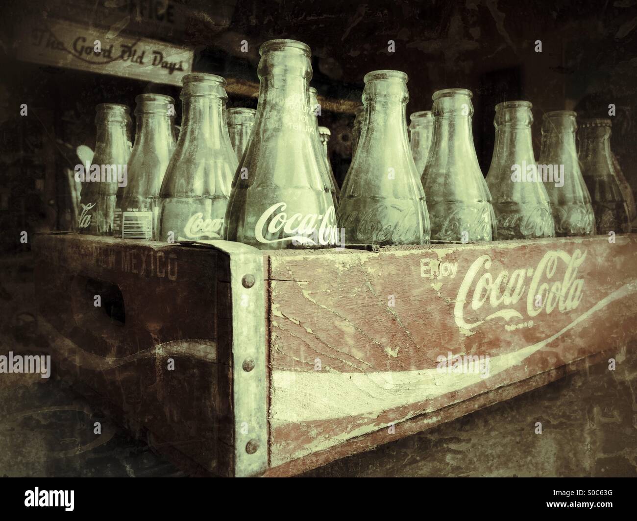 Coca Cola antique bottles Stock Photo