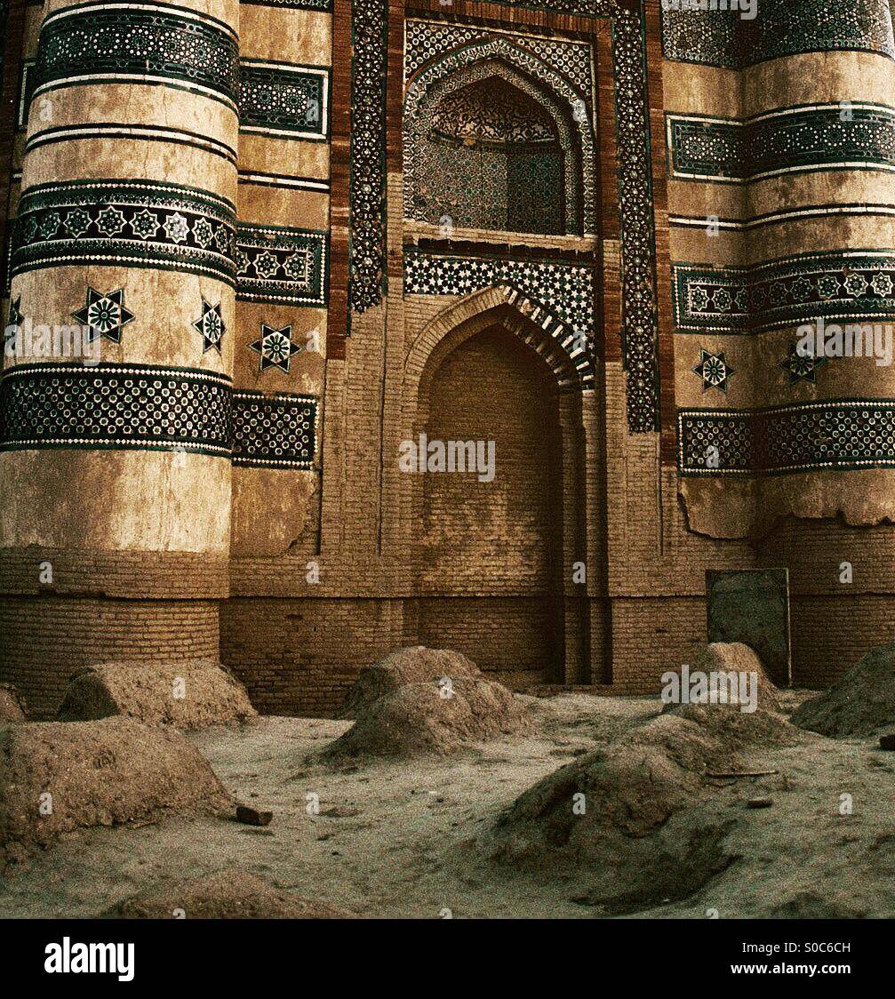 Ancient graves outside the entrance of an old ancient tomb Stock Photo