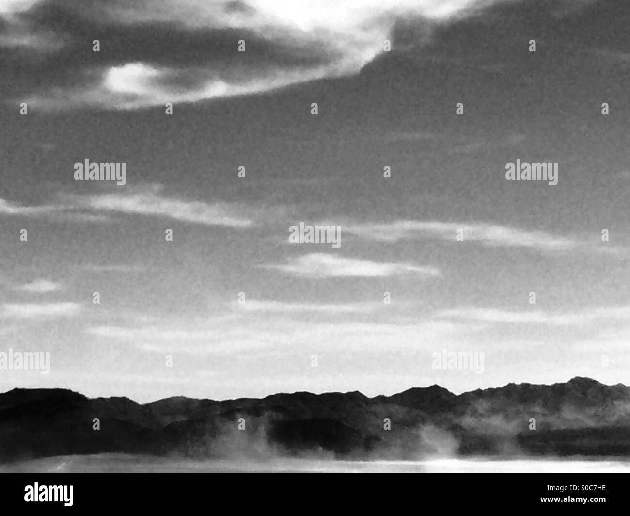 Black and white mojave desert dust storm Stock Photo