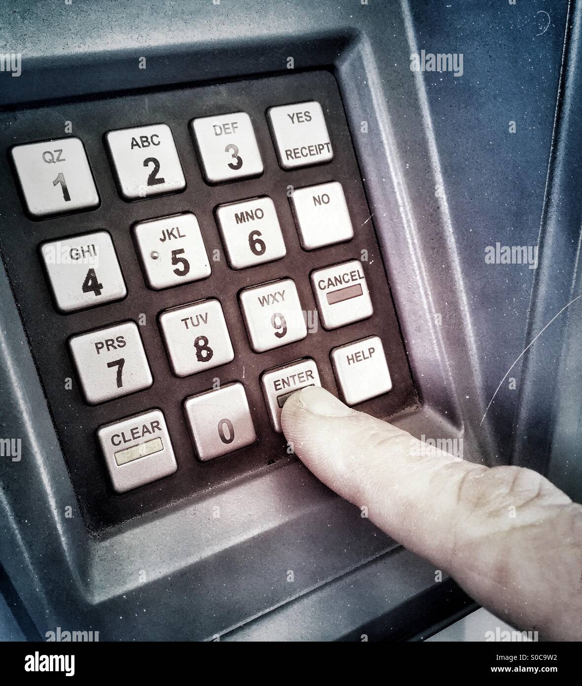 Number Keypad With Finger Pressing, Selecting The Enter Key For A