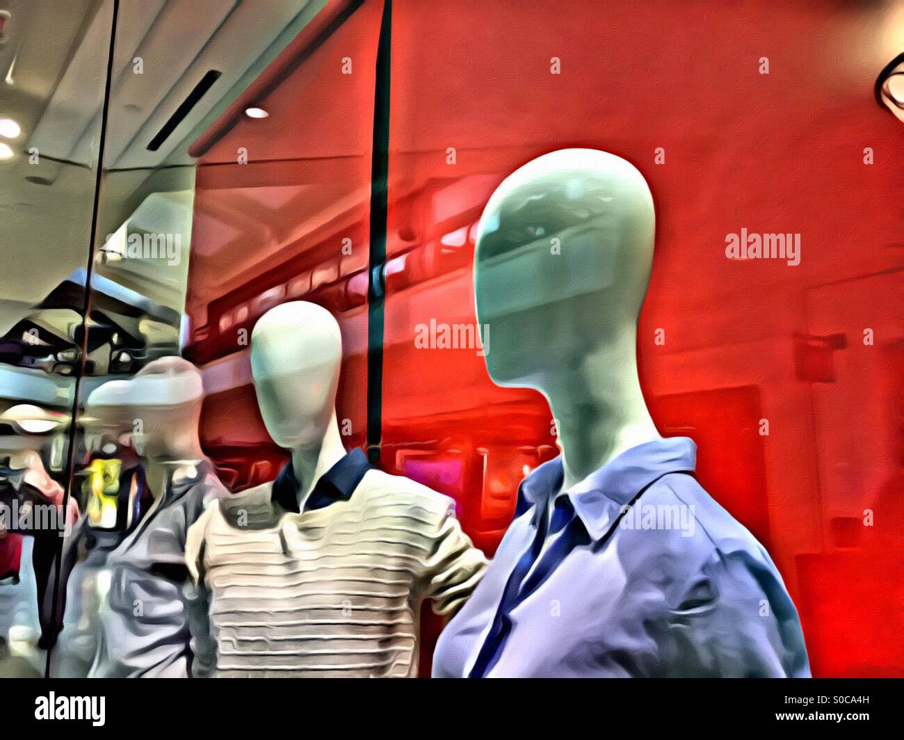 Fashion Mannequins In Store Window Display Stock Photo Alamy