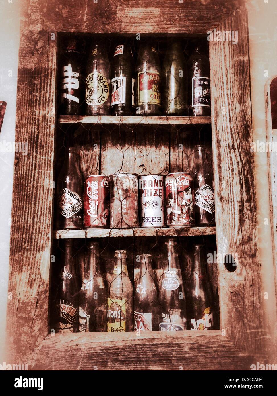 Antique Bottles and Cans Stock Photo Alamy