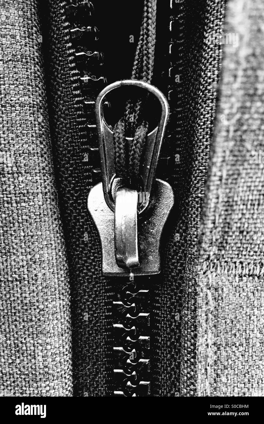 Grey Zipper Stock Photo