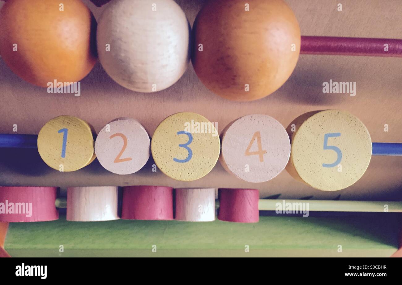 Wood Toy - 1 2 3 4 5 - Smartphone Captured Stock Image