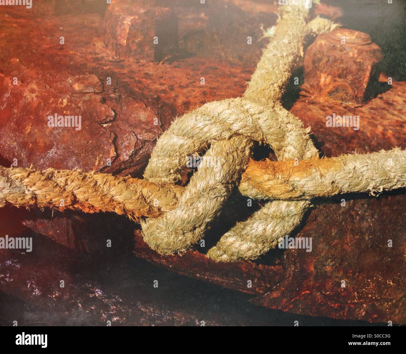 Old knotted rope - Smartphone Captured Stock Image