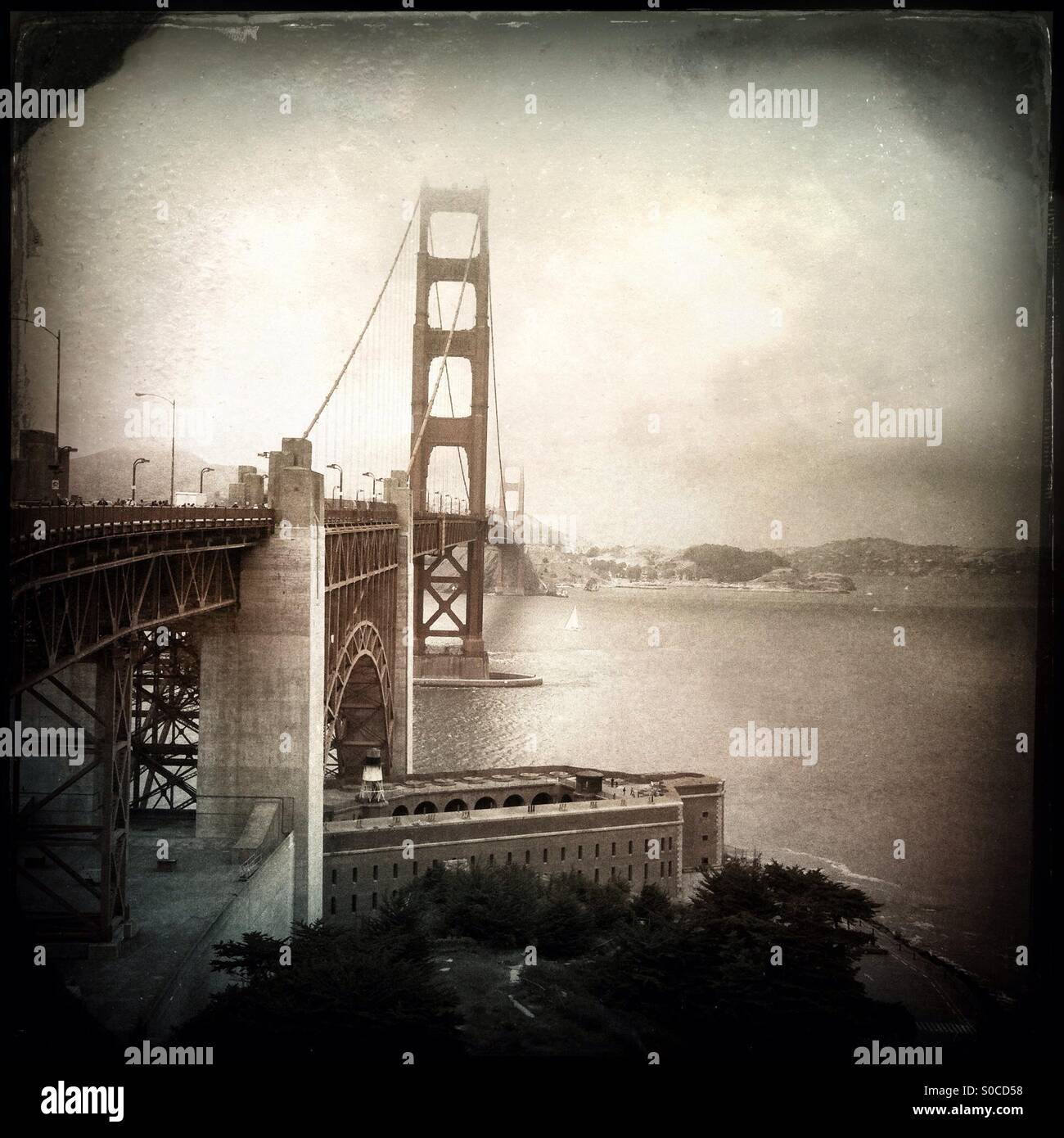 Golden gate suspension bridge and treasure island, San Francisco Stock ...