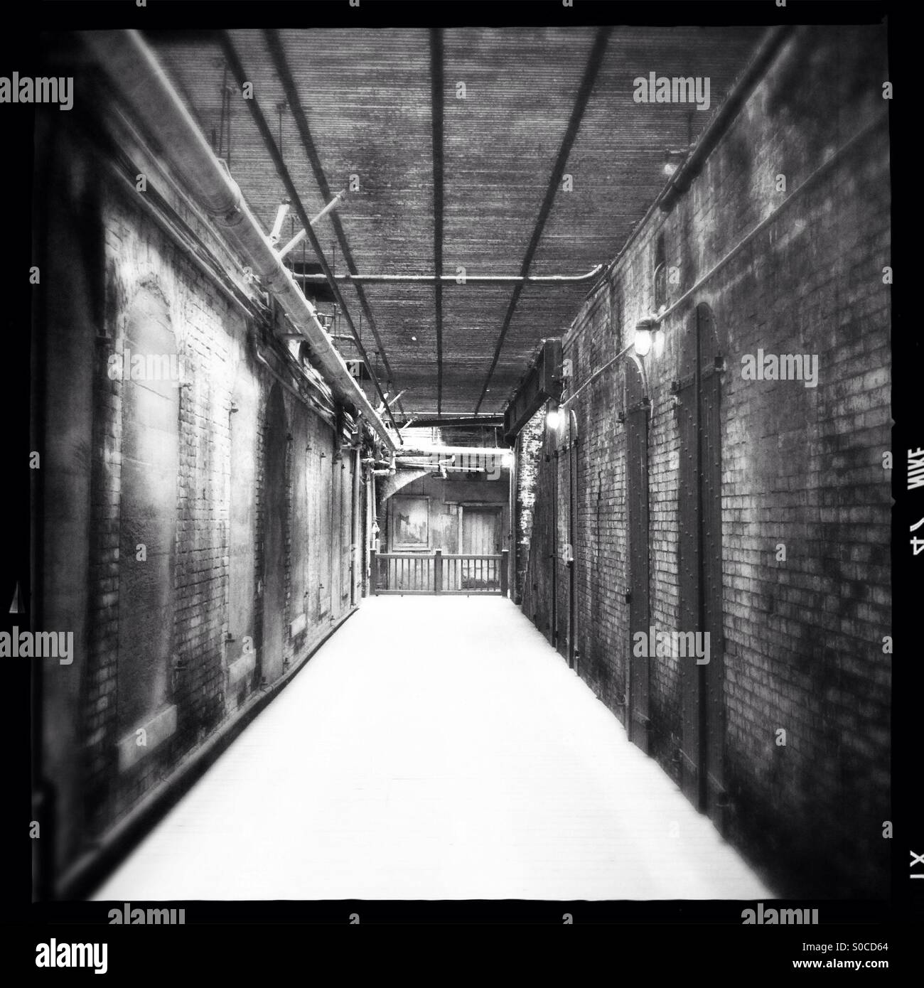 Corridor in Alcatraz jail, Alcatraz island, San Francisco - Smartphone Captured Stock Image