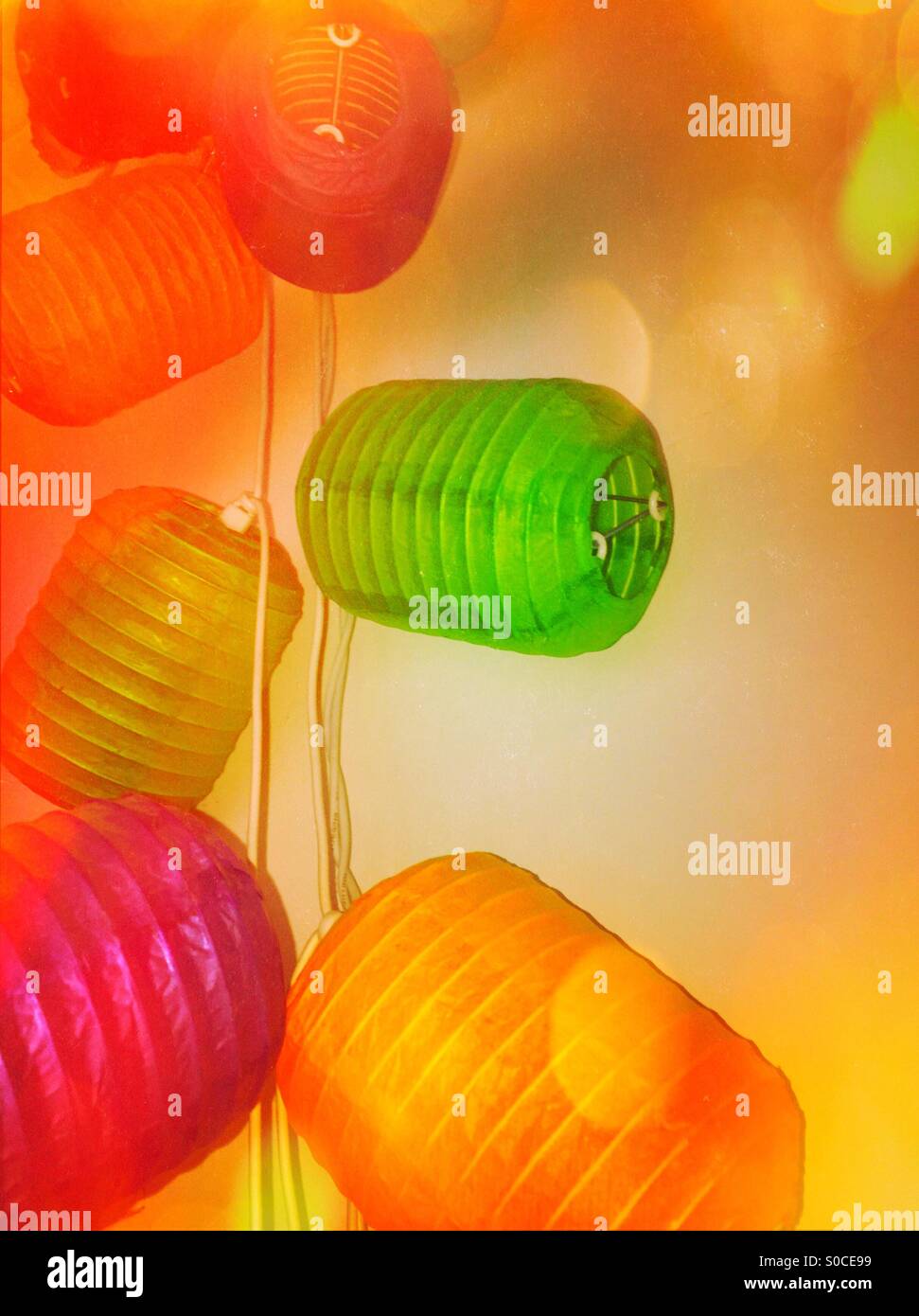 Bright coloured lampoons - Smartphone Captured Stock Image