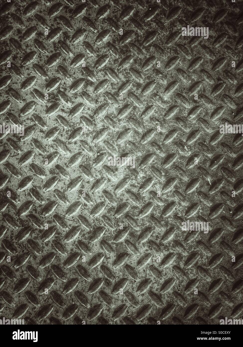 Plate Of Solid Steel Metal Sheet Background With Diamond Pattern Stock Photo
