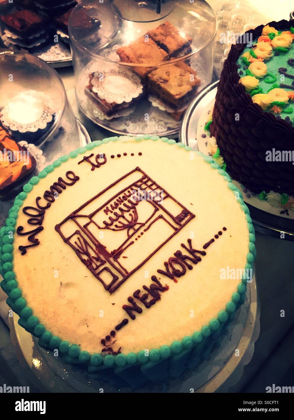 Welcome to New York Magnolia Bakery cake, NYC Stock Photo