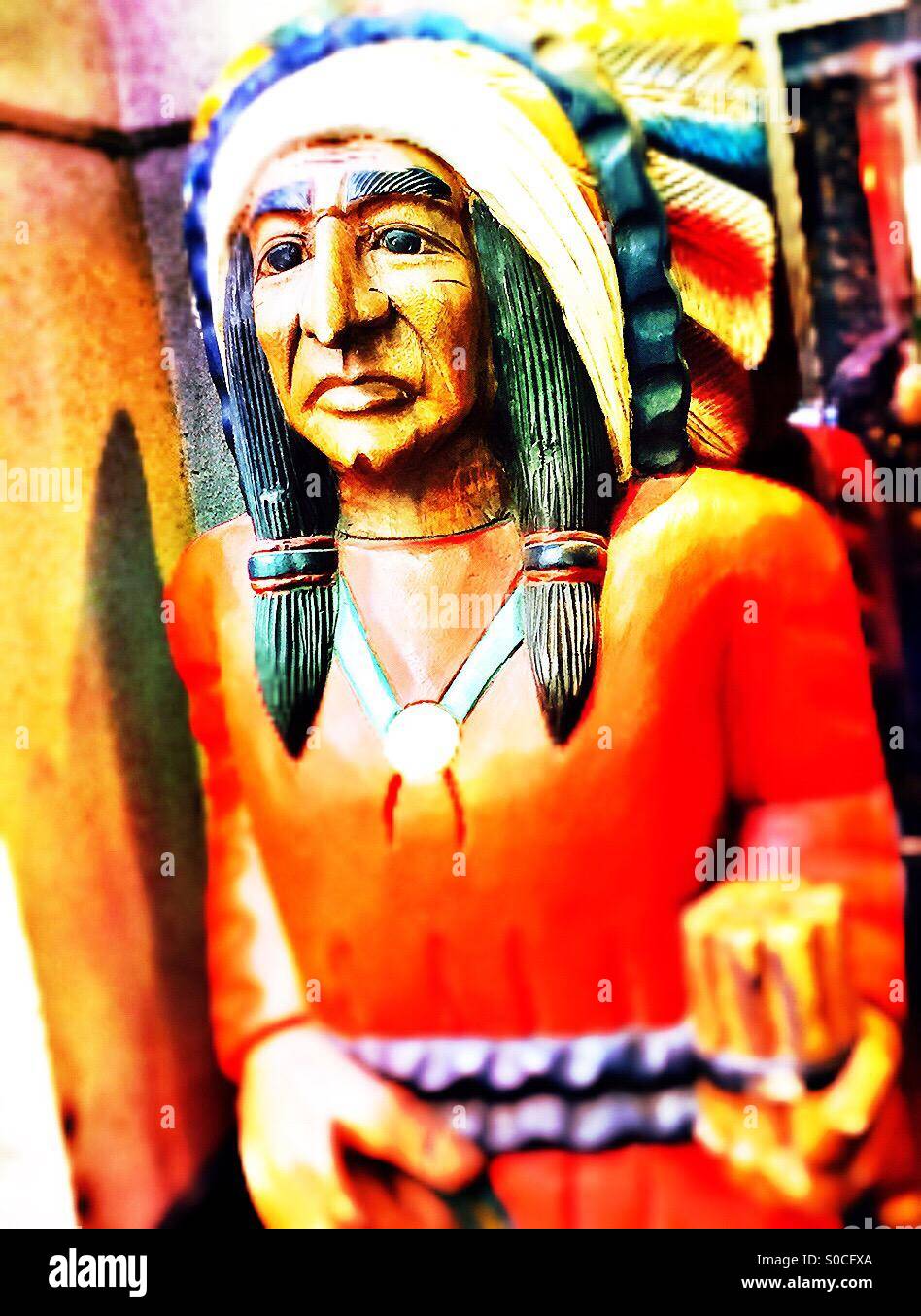Cigar store wooden Indian - Smartphone Captured Stock Image