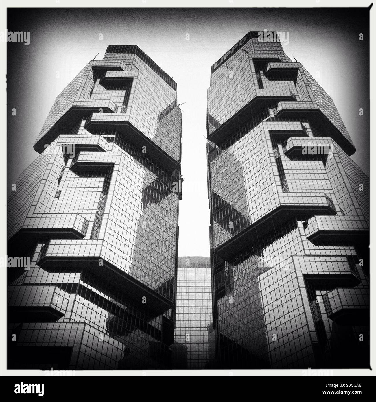 Lippo centre,Twin skyscrapers, modern architecture in Hong Kong - Smartphone Captured Stock Image