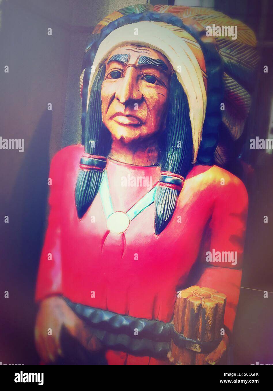 Cigar store wooden Indian - Smartphone Captured Stock Image