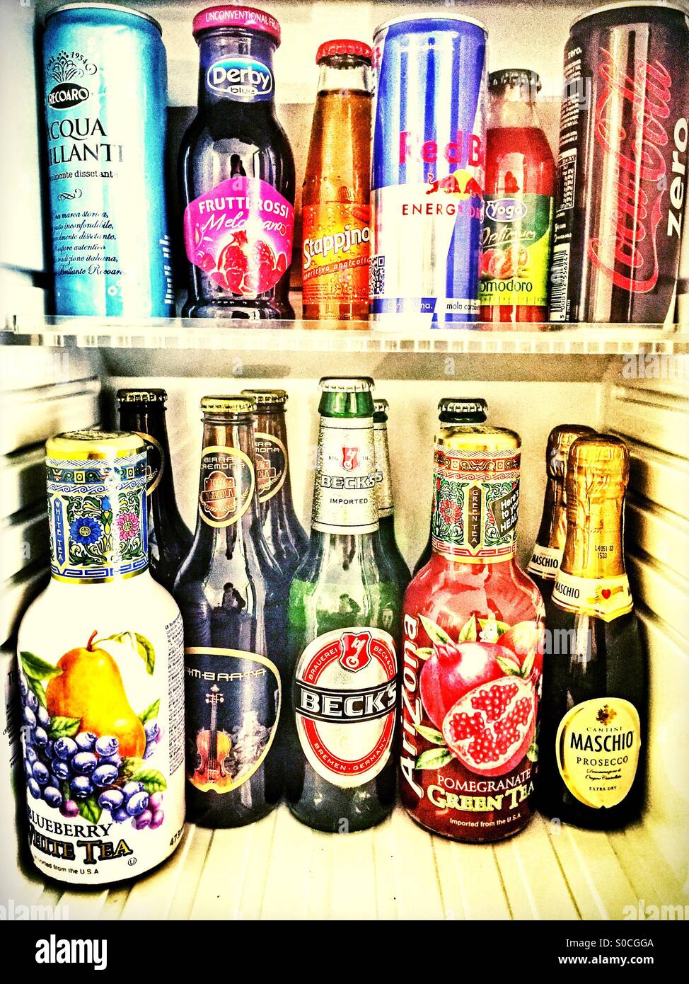 Hotel mini bar in room - Smartphone Captured Stock Image
