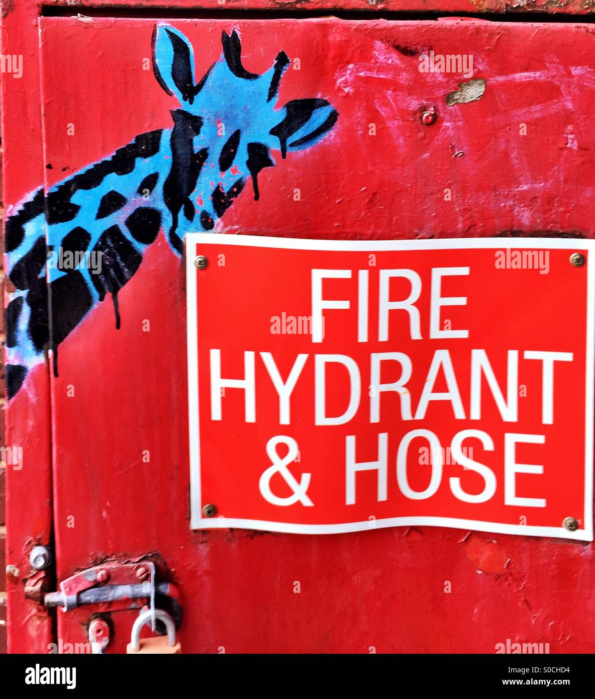 Street art on fire hose Stock Photo
