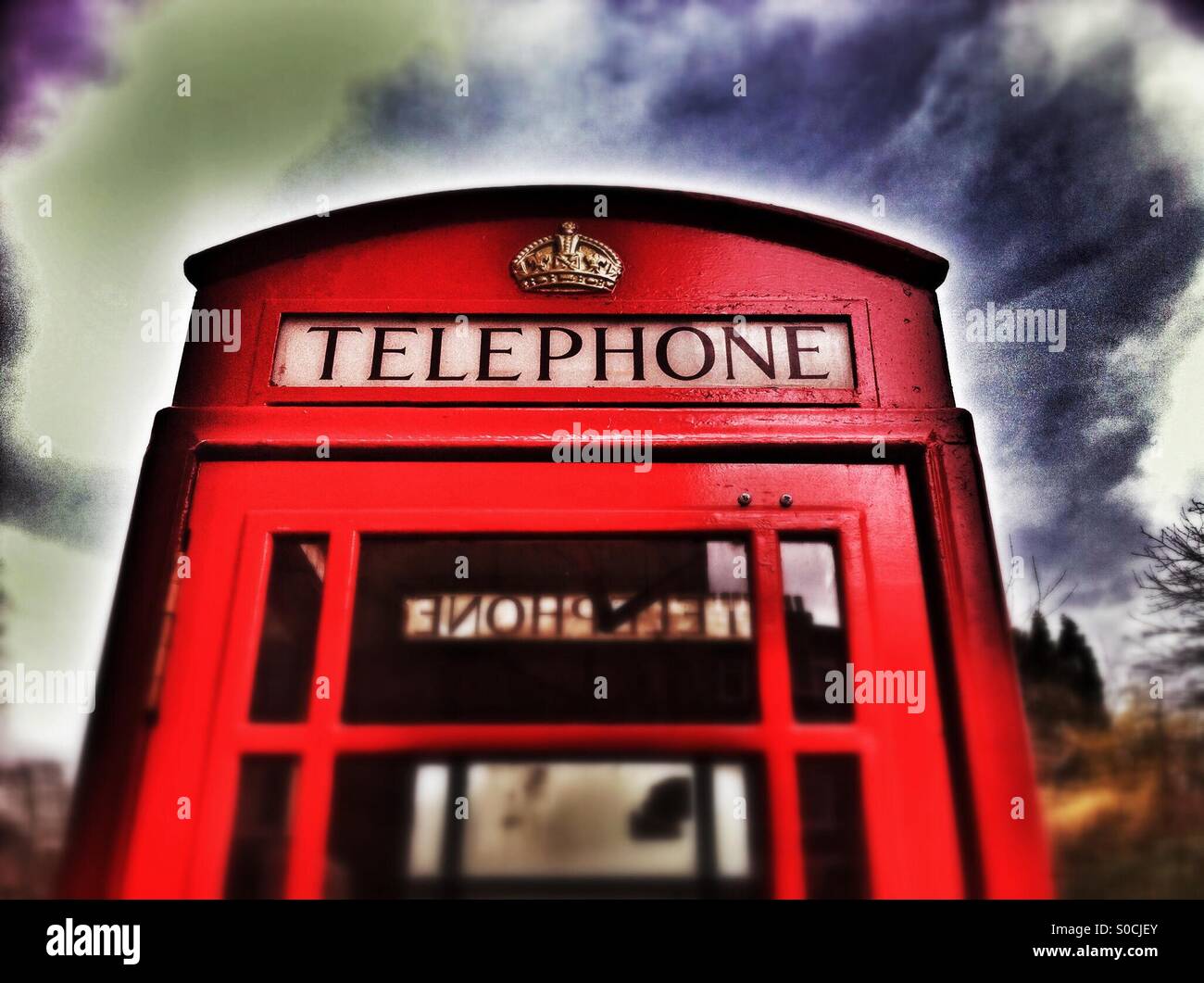 Red telephone box England UK - Smartphone Captured Stock Image