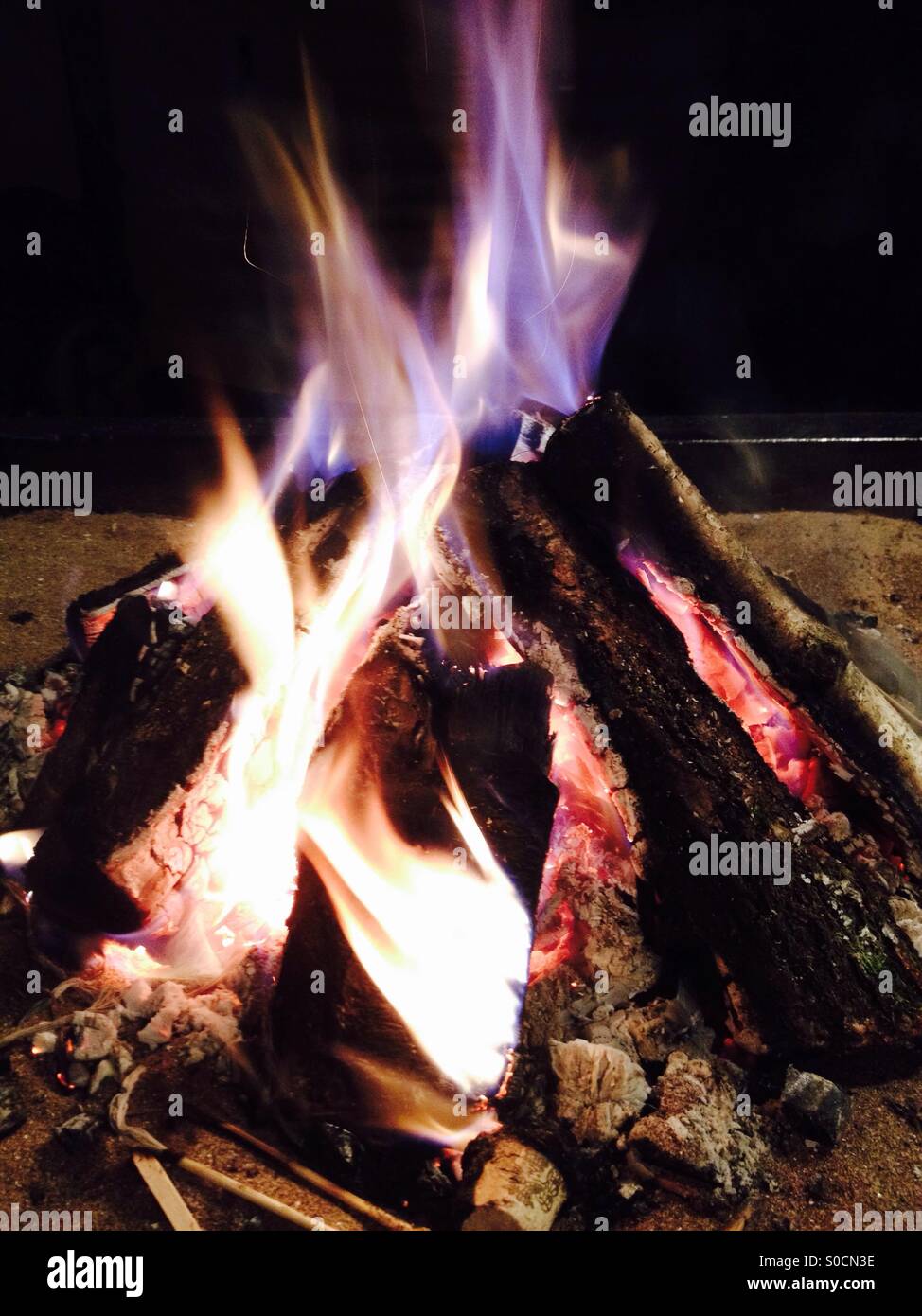 Log fire - Smartphone Captured Stock Image