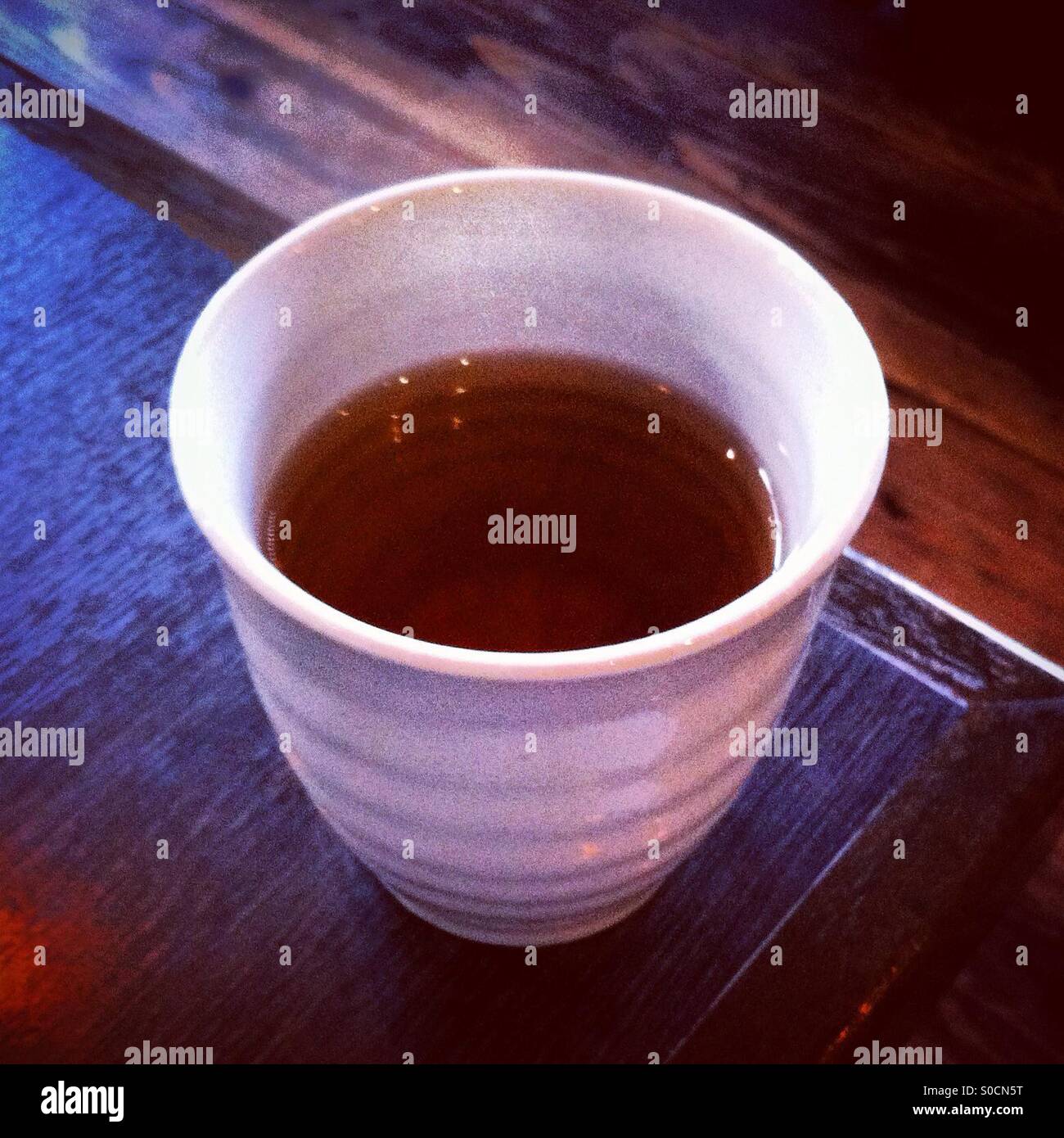 Cup of tea in a Japanese restaurant - Smartphone Captured Stock Image