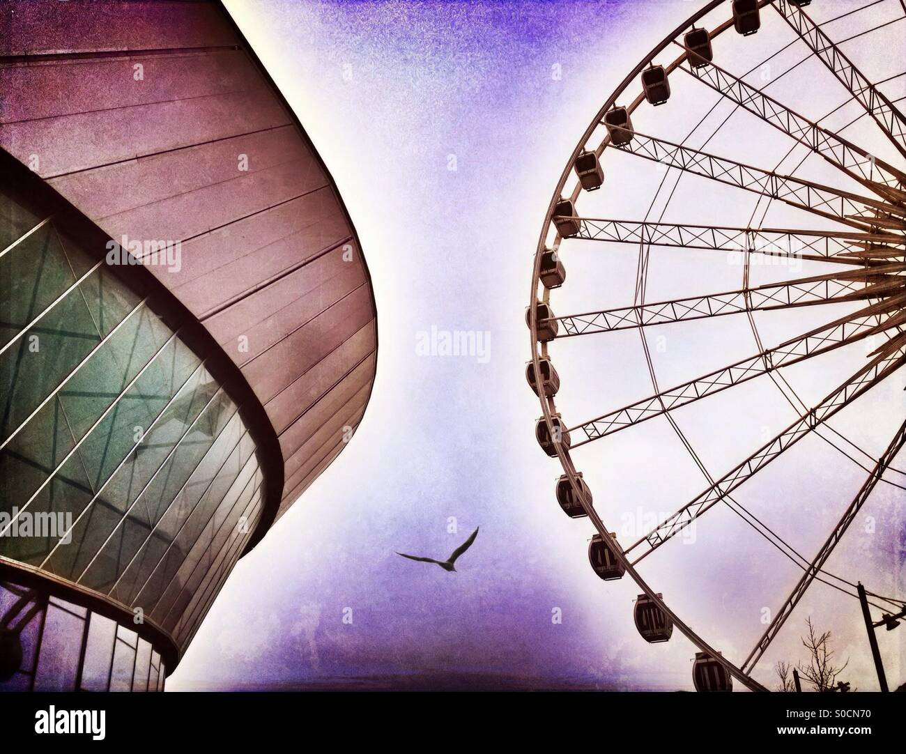 Big wheel and Echo Arena in Liverpool - Smartphone Captured Stock Image