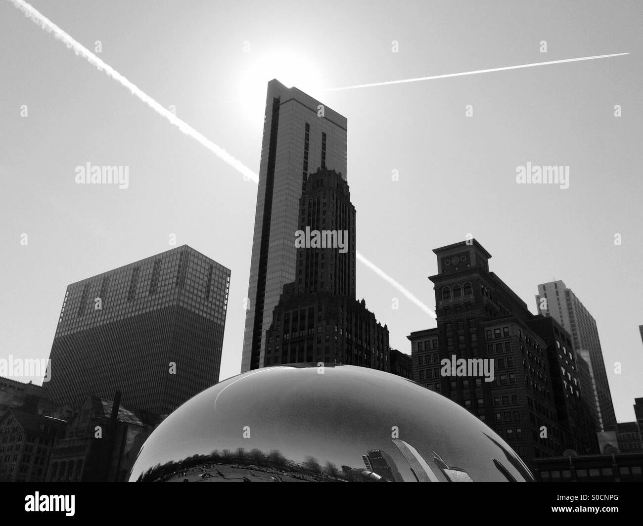 Chicago skyline park Black and White Stock Photos & Images - Alamy