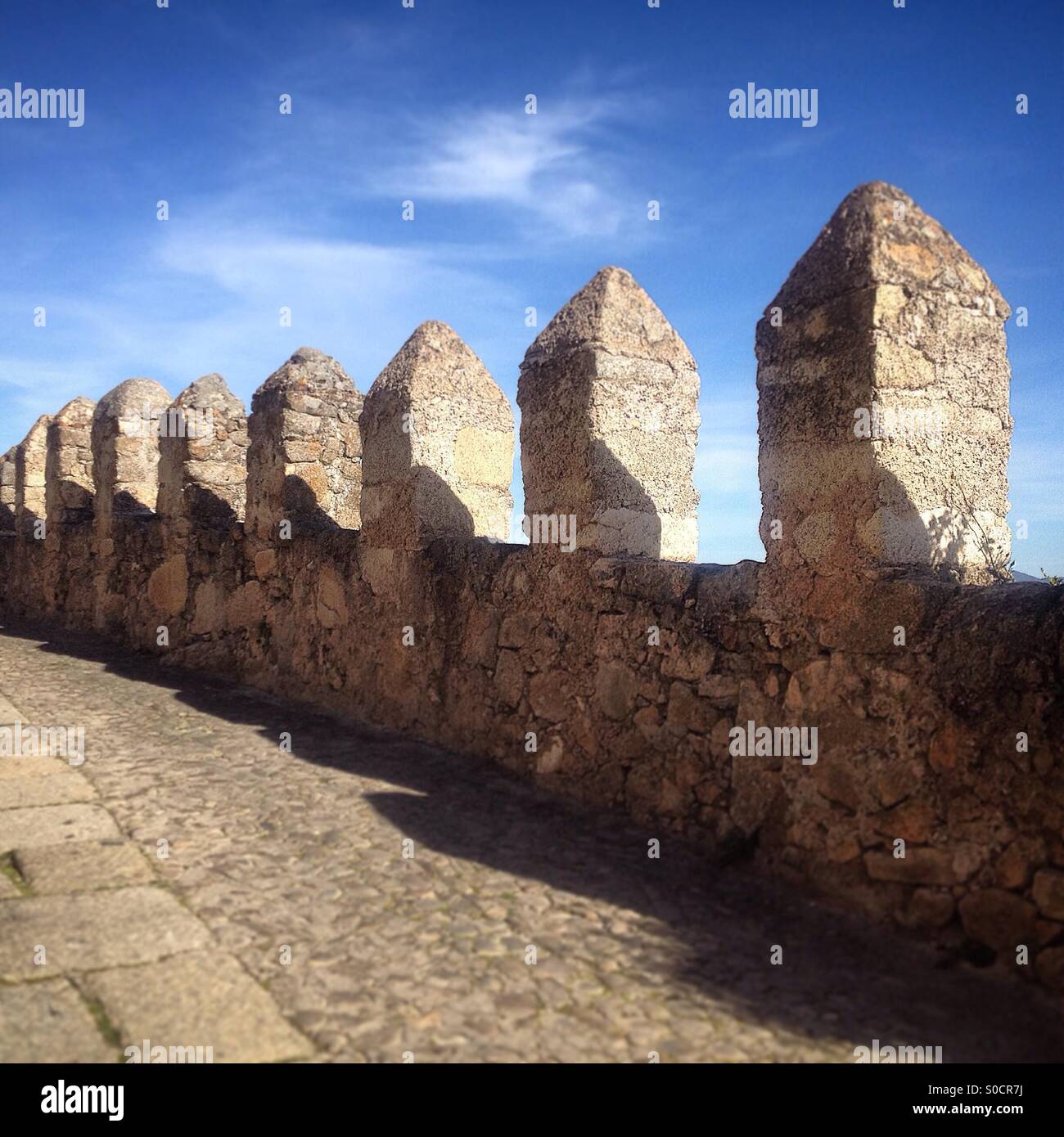 The city wall of Trujillo, Caceres, Extremadura, Spain - Smartphone Captured Stock Image