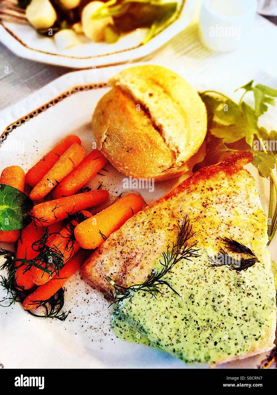 Swordfish dinner plate - Smartphone Captured Stock Image