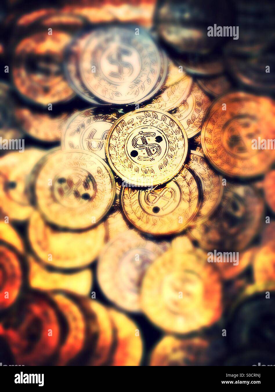 Gold coins - Smartphone Captured Stock Image