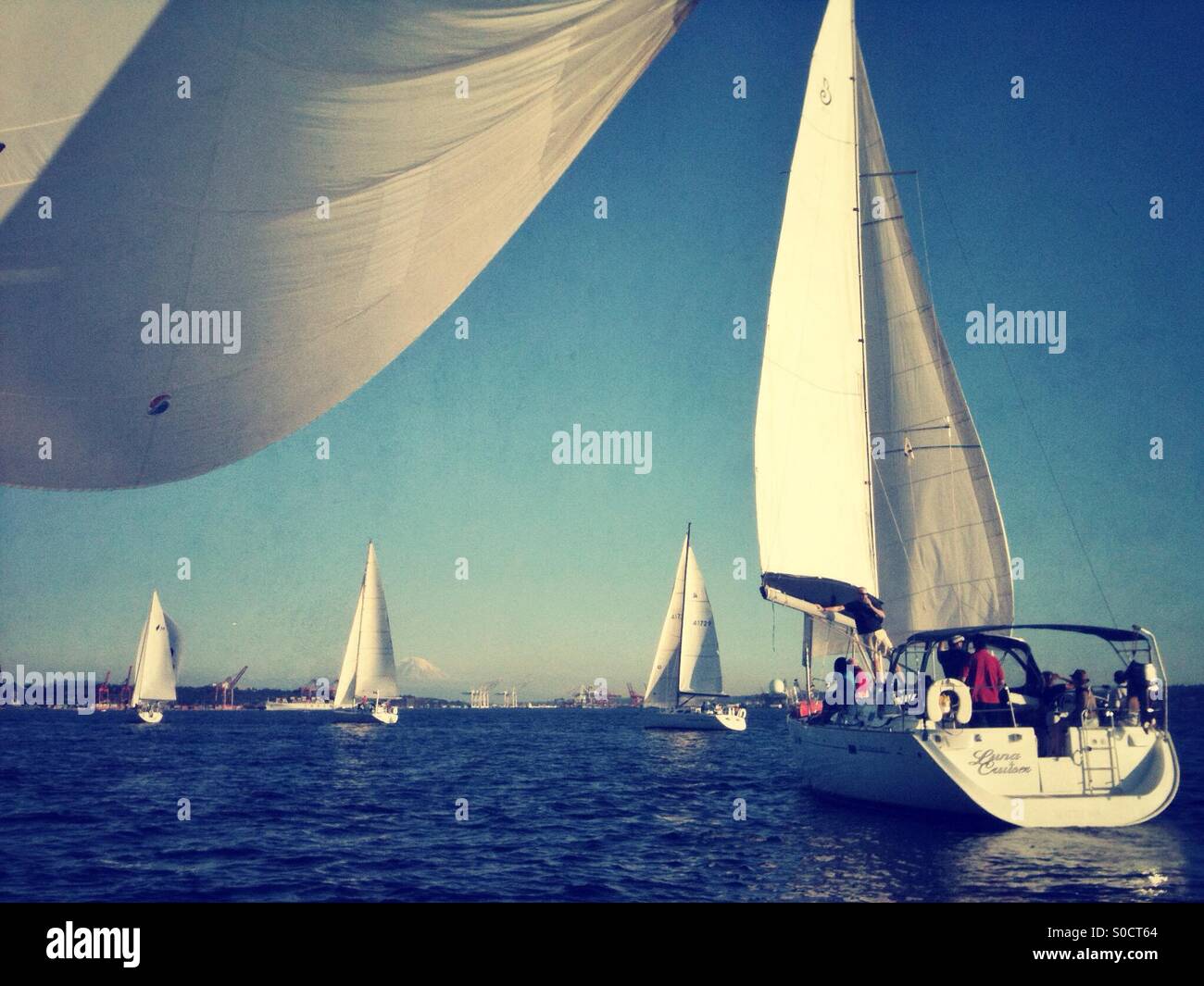 Sailing in Seattle - Smartphone Captured Stock Image