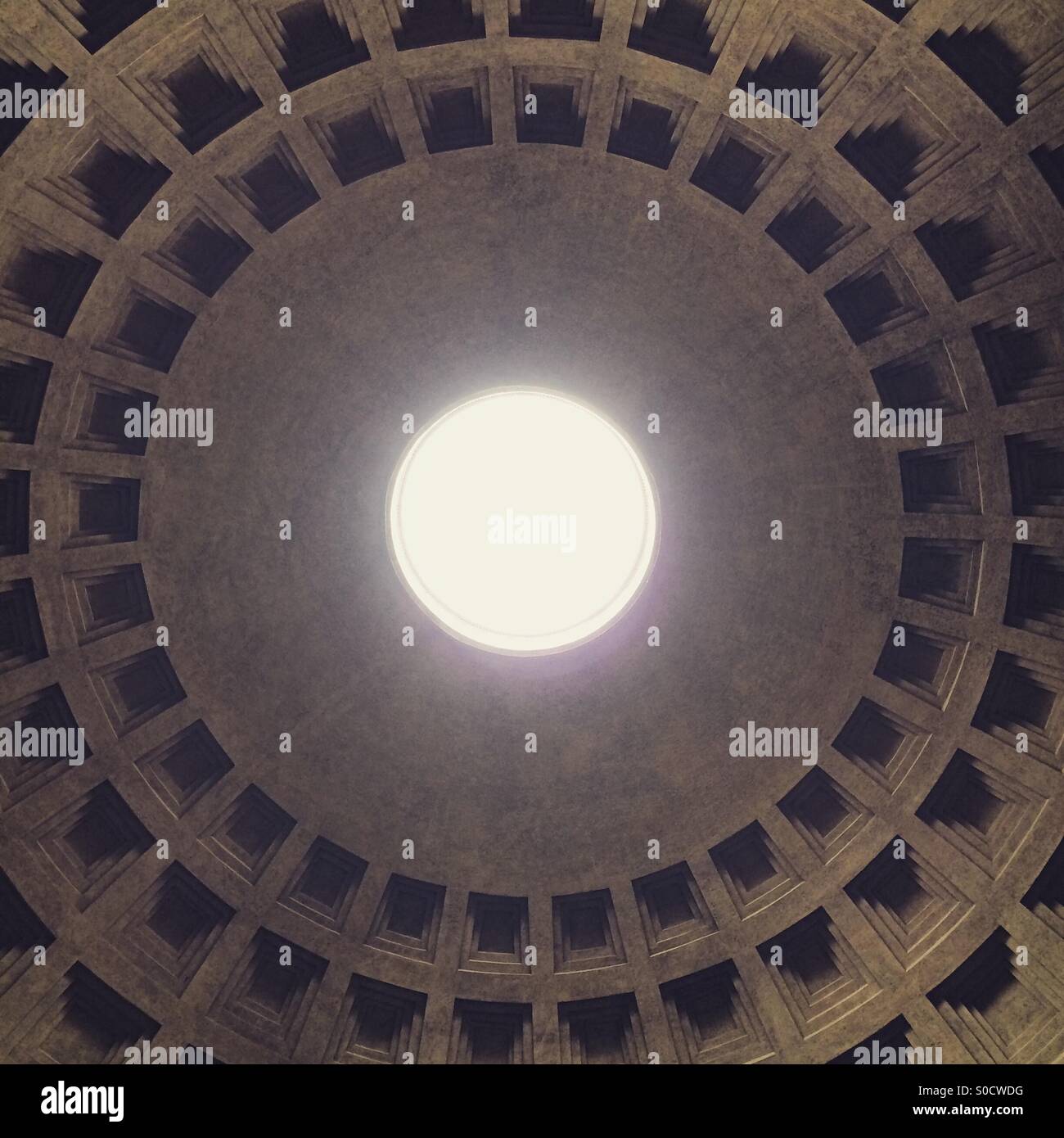 Ceiling of the Pantheon which has an open roof Stock Photo Alamy