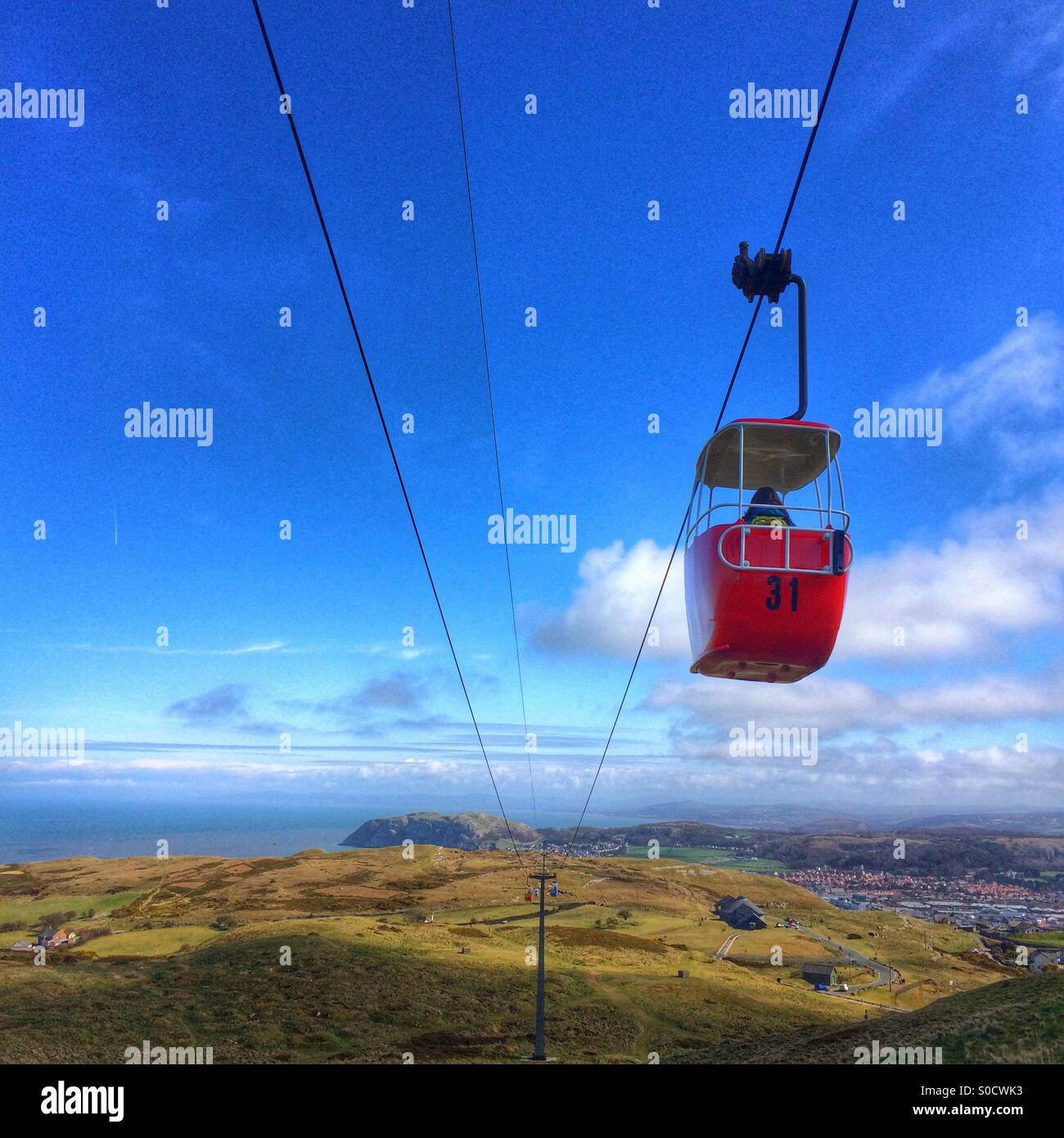 A red Cable Car ride in Llandudno, Wales, UK Stock Photo Alamy