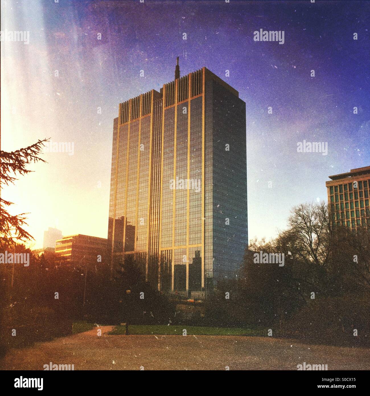 Finance tower in morning sun - Smartphone Captured Stock Image