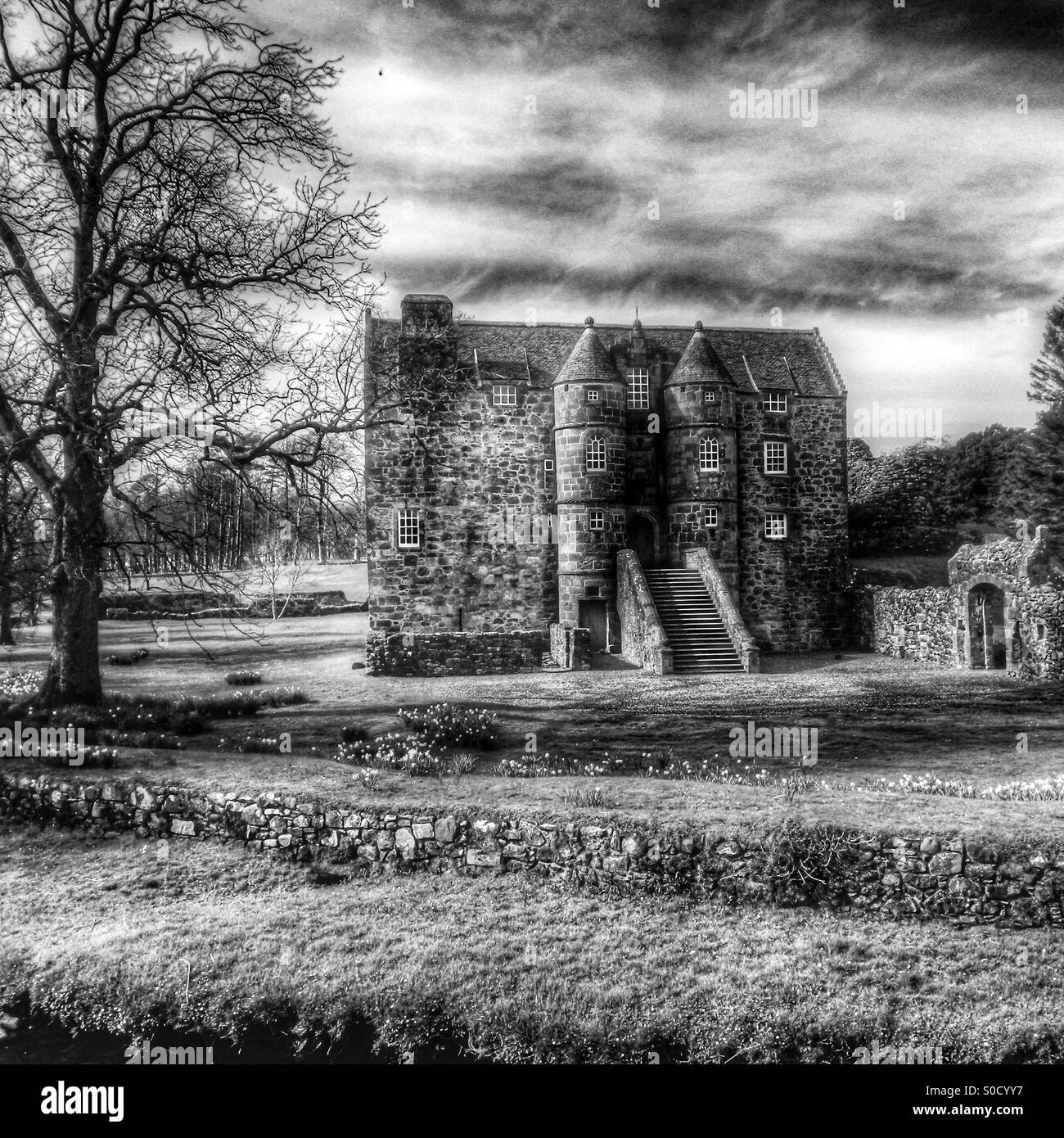 Medieval castle with turrets - Smartphone Captured Stock Image Medieval castle with turrets - Smartphone Captured Stock Image