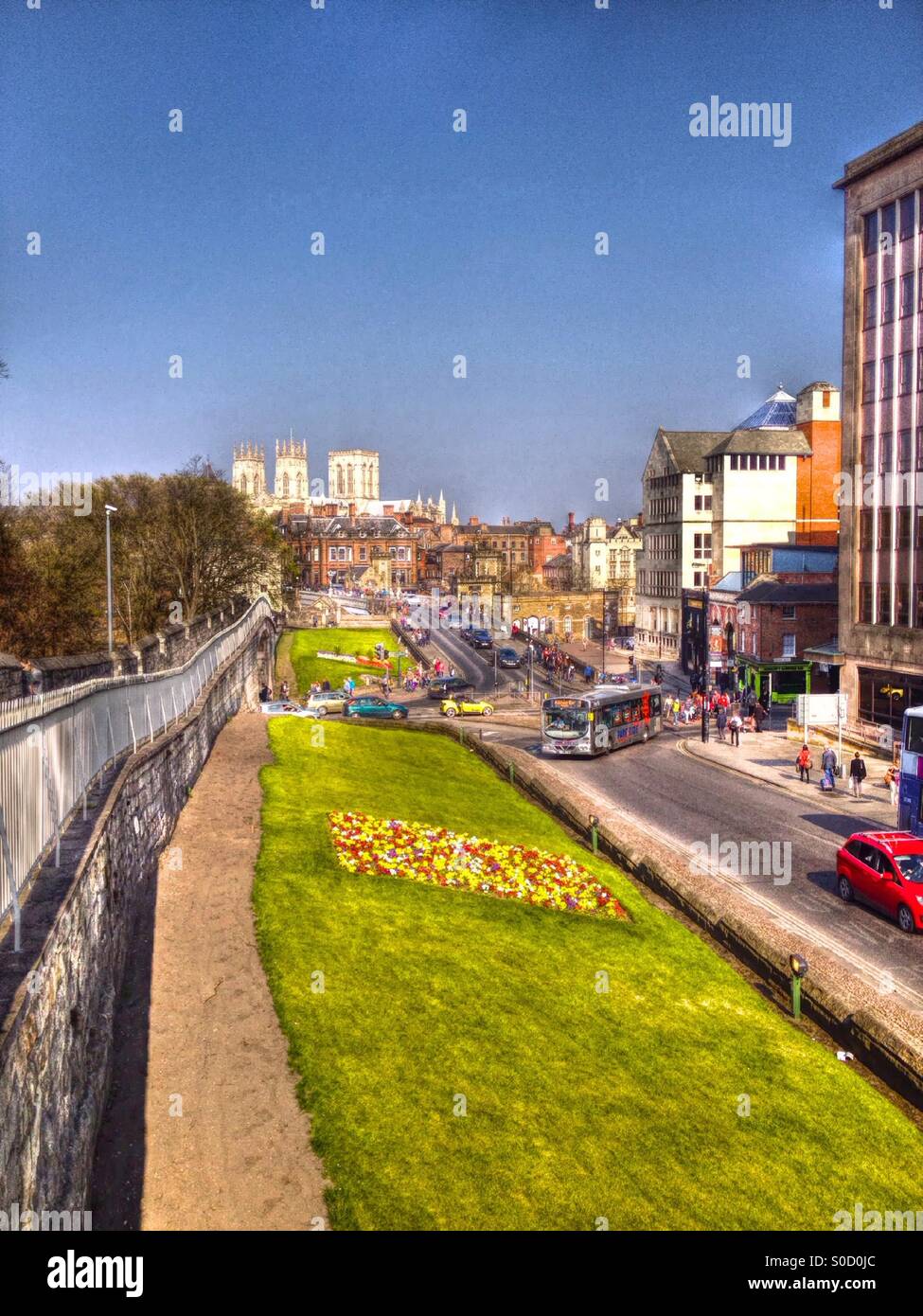 View of York Minster from the wall - Smartphone Captured Stock Image
