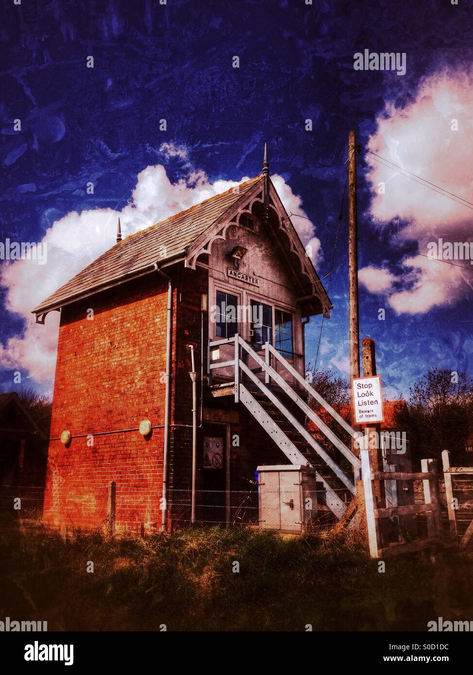 Signal box, Ancaster railway station, Lincolnshire, England. - Smartphone Captured Stock Image