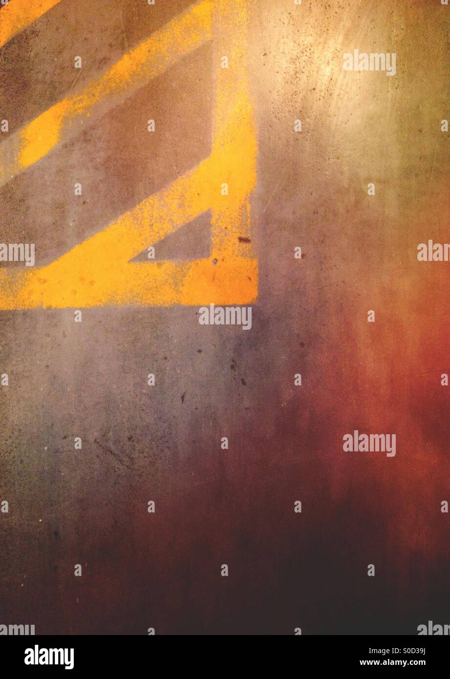 Close up of yellow floor markings - Smartphone Captured Stock Image