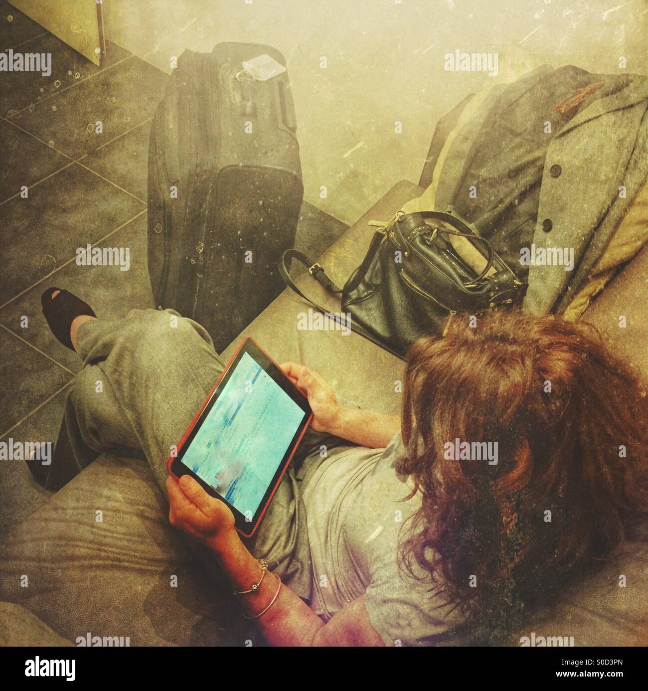 Business woman with ipad air - Smartphone Captured Stock Image