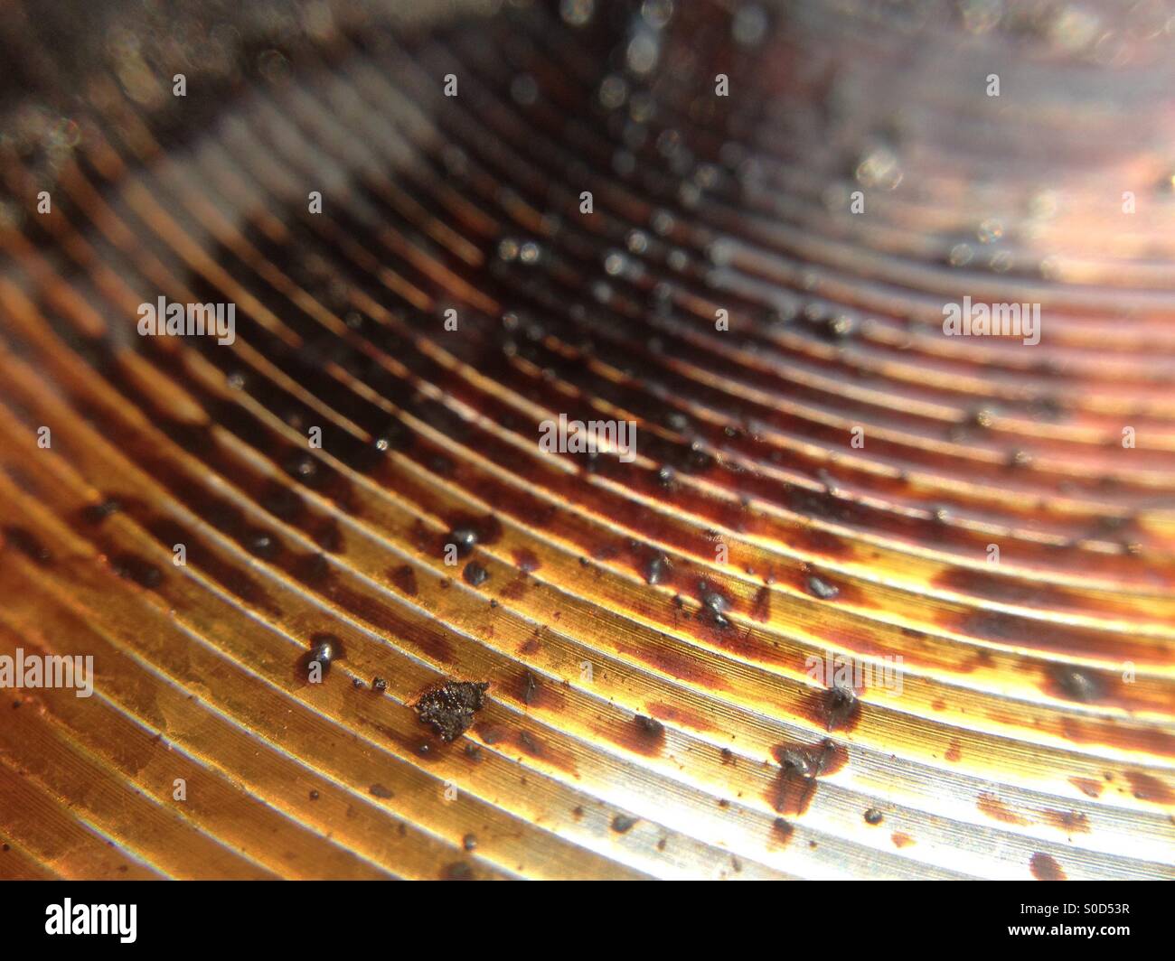 Close up of a burnt frying pan - Smartphone Captured Stock Image
