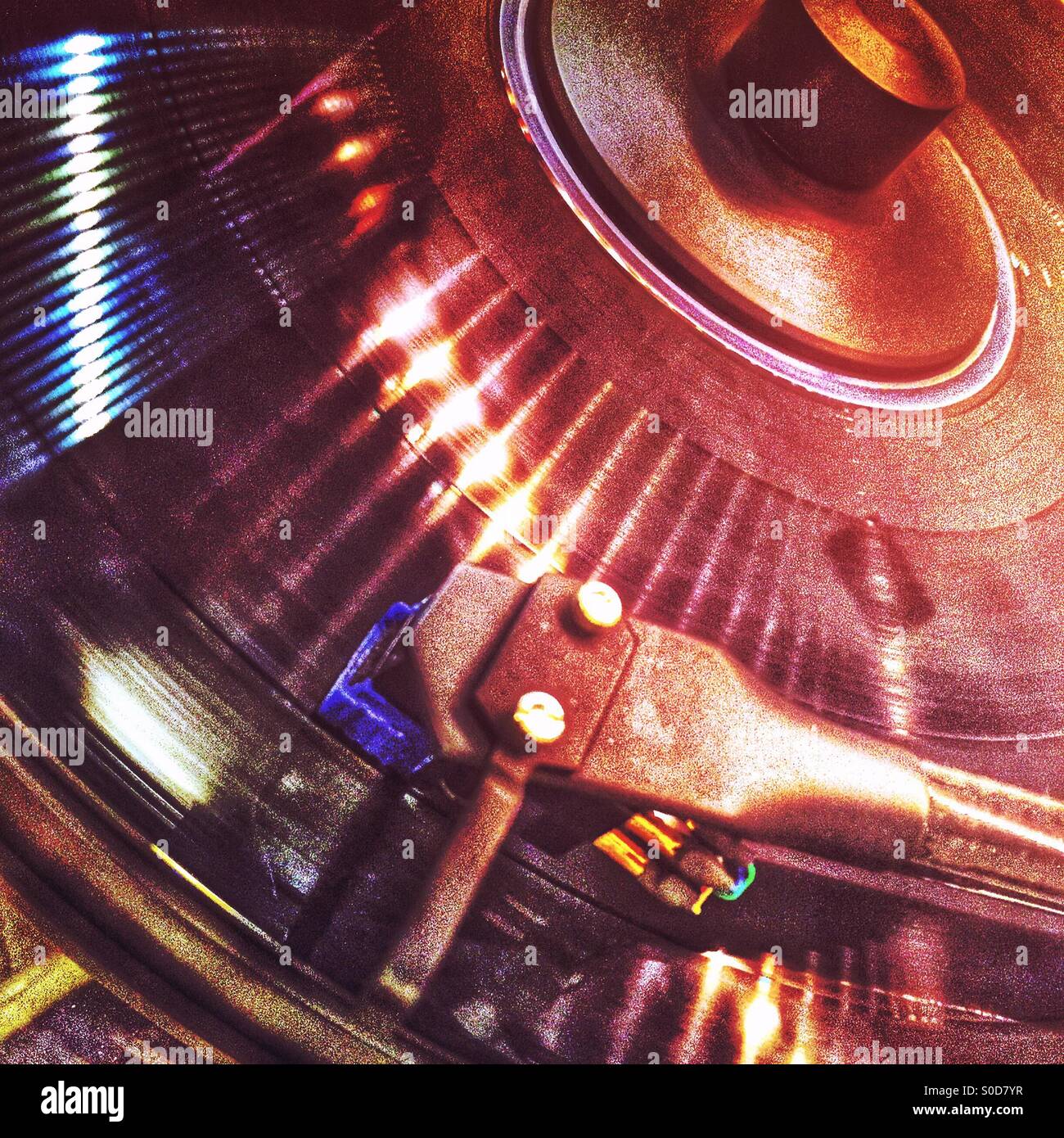 Listening to warm analog sound Stock Photo