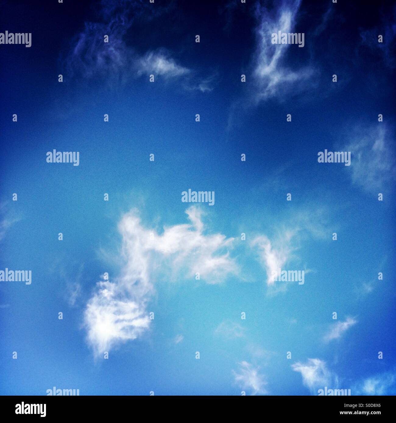 White clouds and blue sky. - Smartphone Captured Stock Image