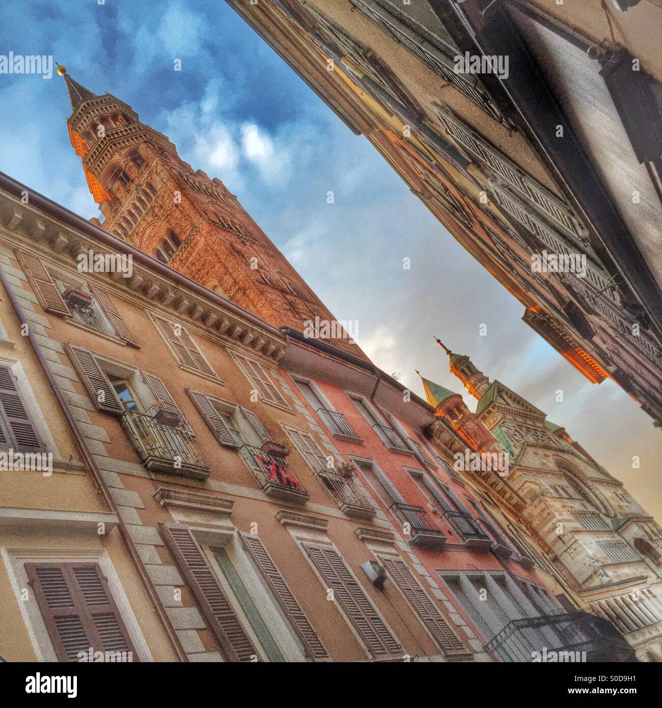 Hdr view of Cremona Italy puazza duomo - Smartphone Captured Stock Image