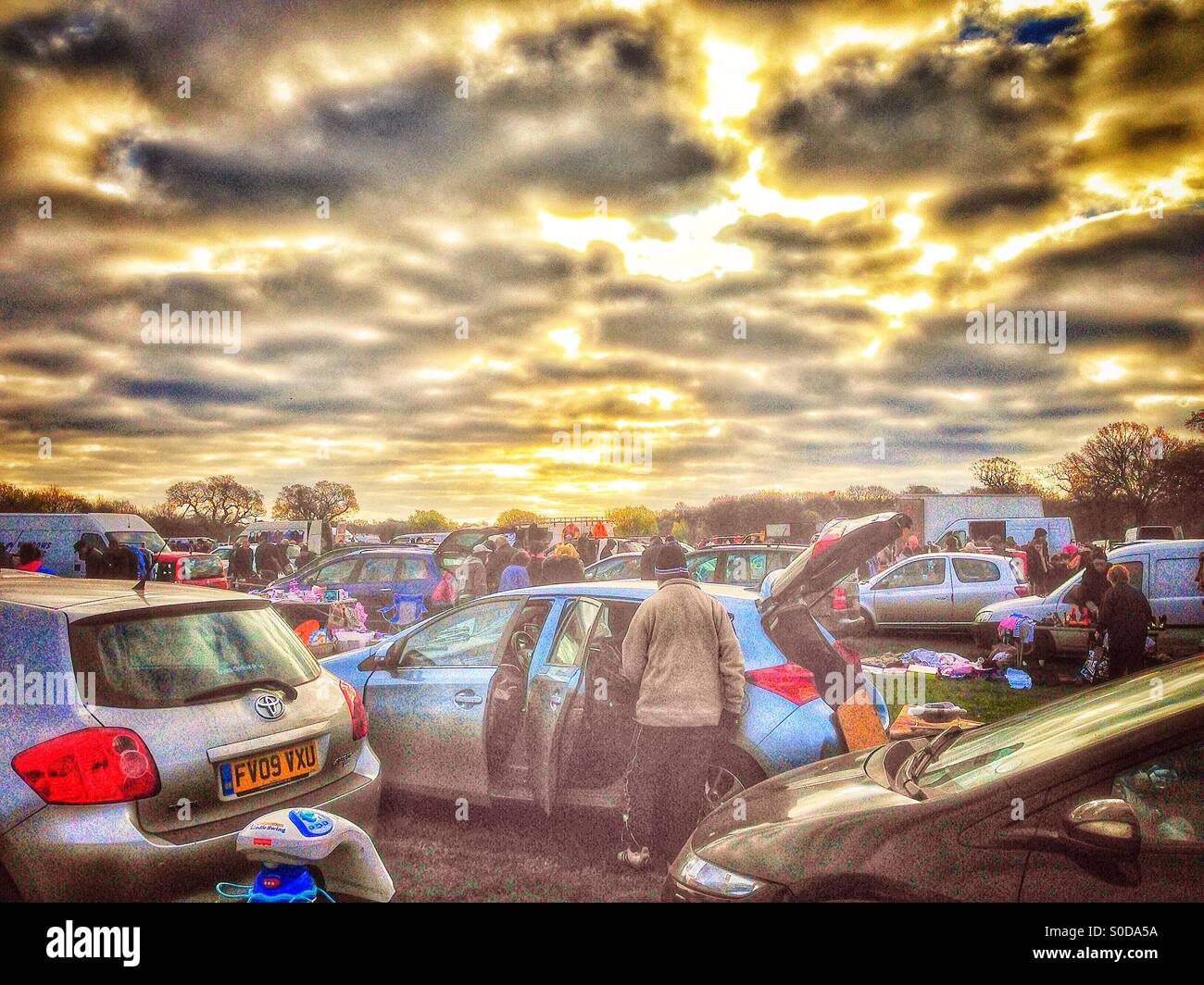 Sunday morning car boot sale - Smartphone Captured Stock Image