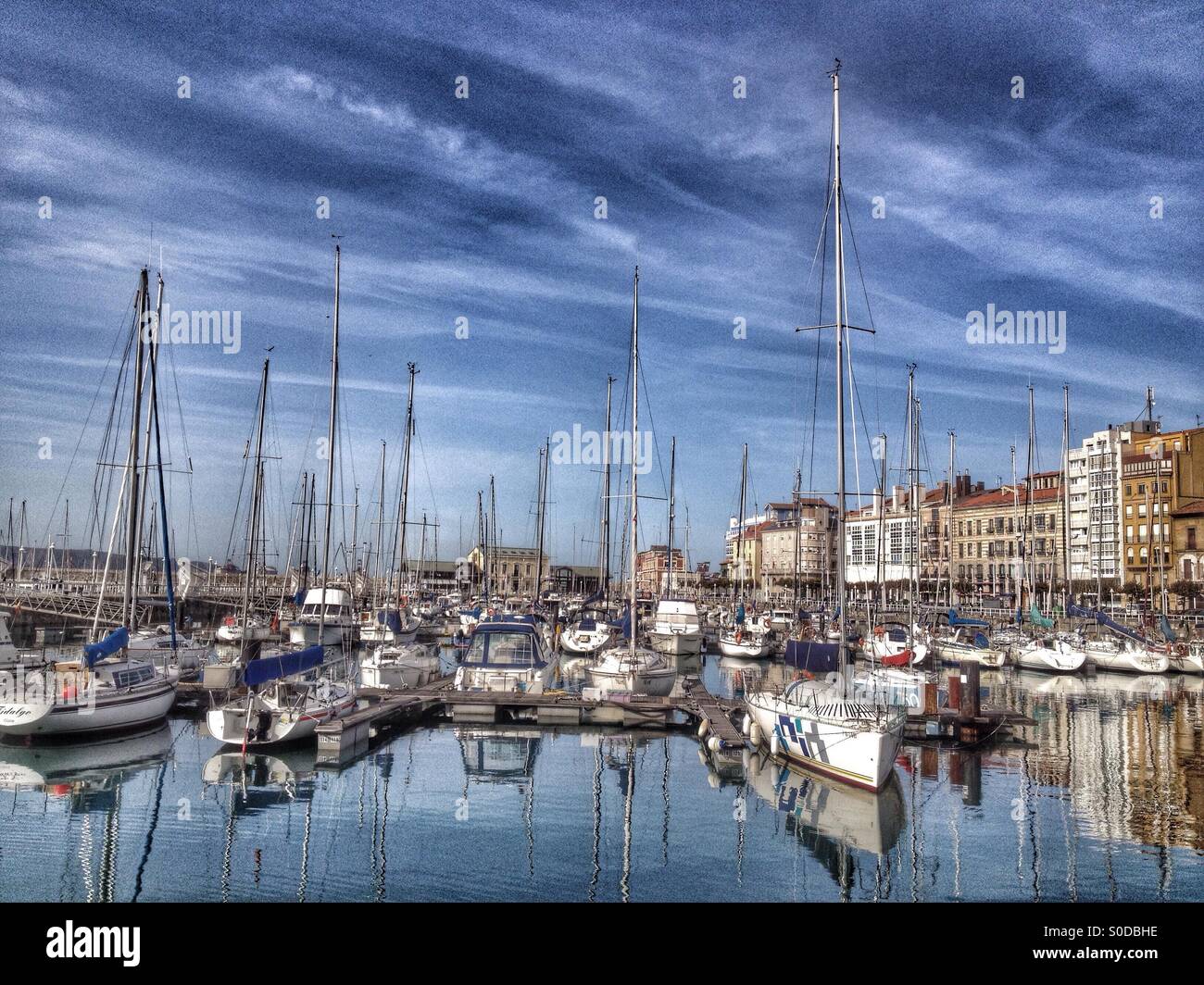 Harbor in Gijon, Asturias - Spain - Smartphone Captured Stock Image
