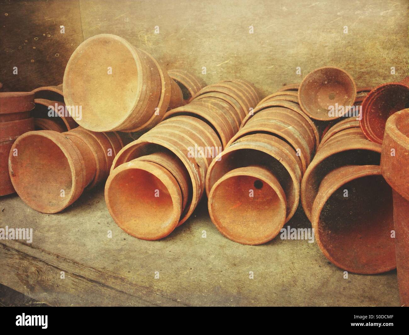 Plant pots in a potting shed - Smartphone Captured Stock Image