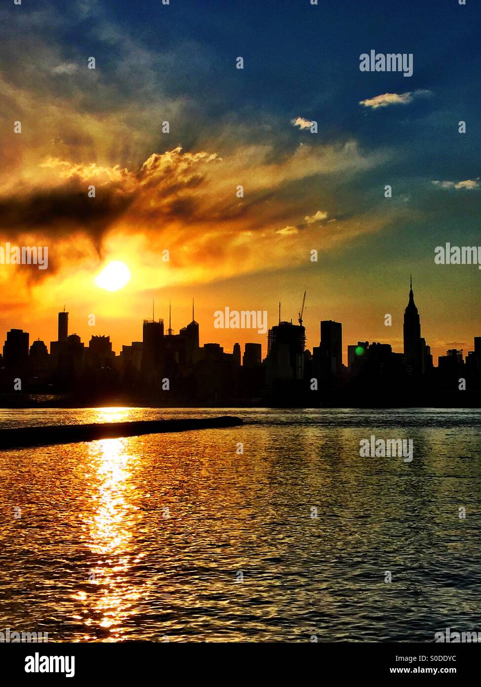 Sunrise on the Hudson River, New York City. iPhone photo. Stock Photo