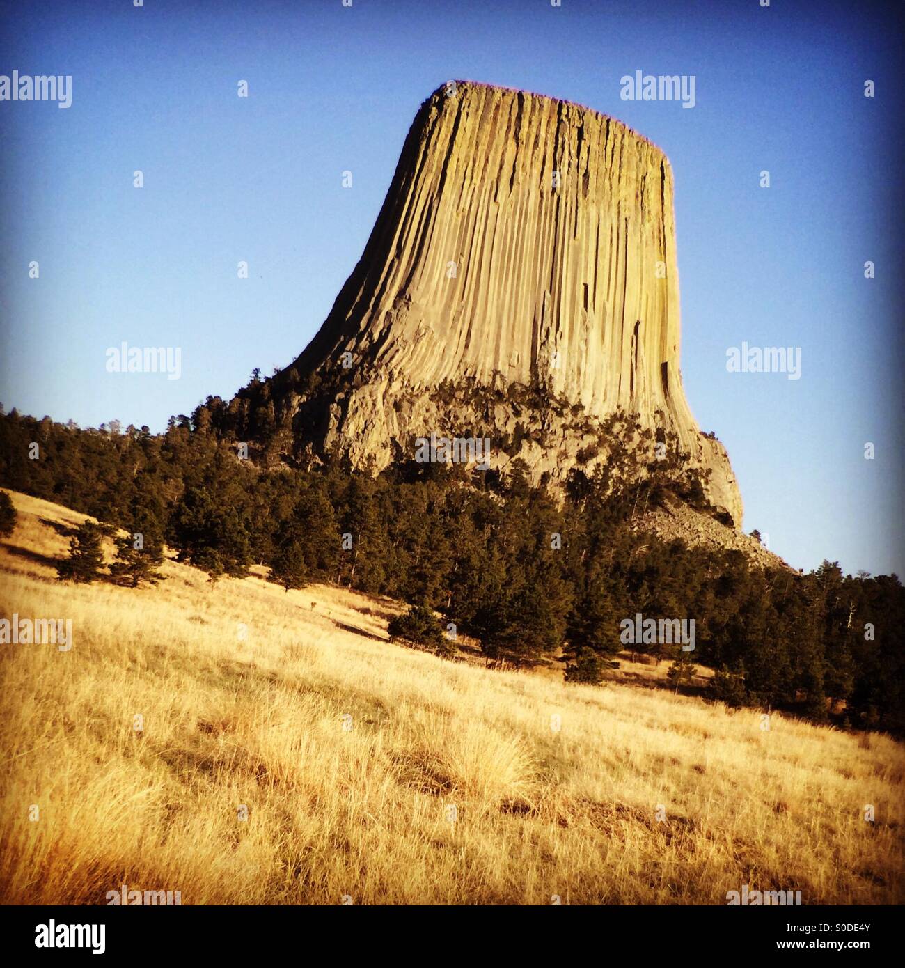 Devil's Tower National Monument, eastern Wyoming, western and popular icon - Smartphone Captured Stock Image