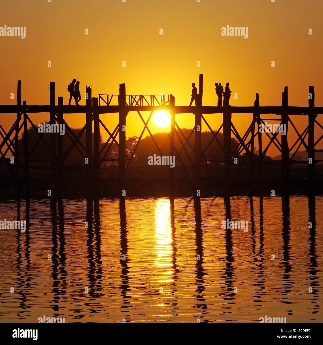 Leinwandbild 4-teilig modern U Bein Bridge (Myanmar)
