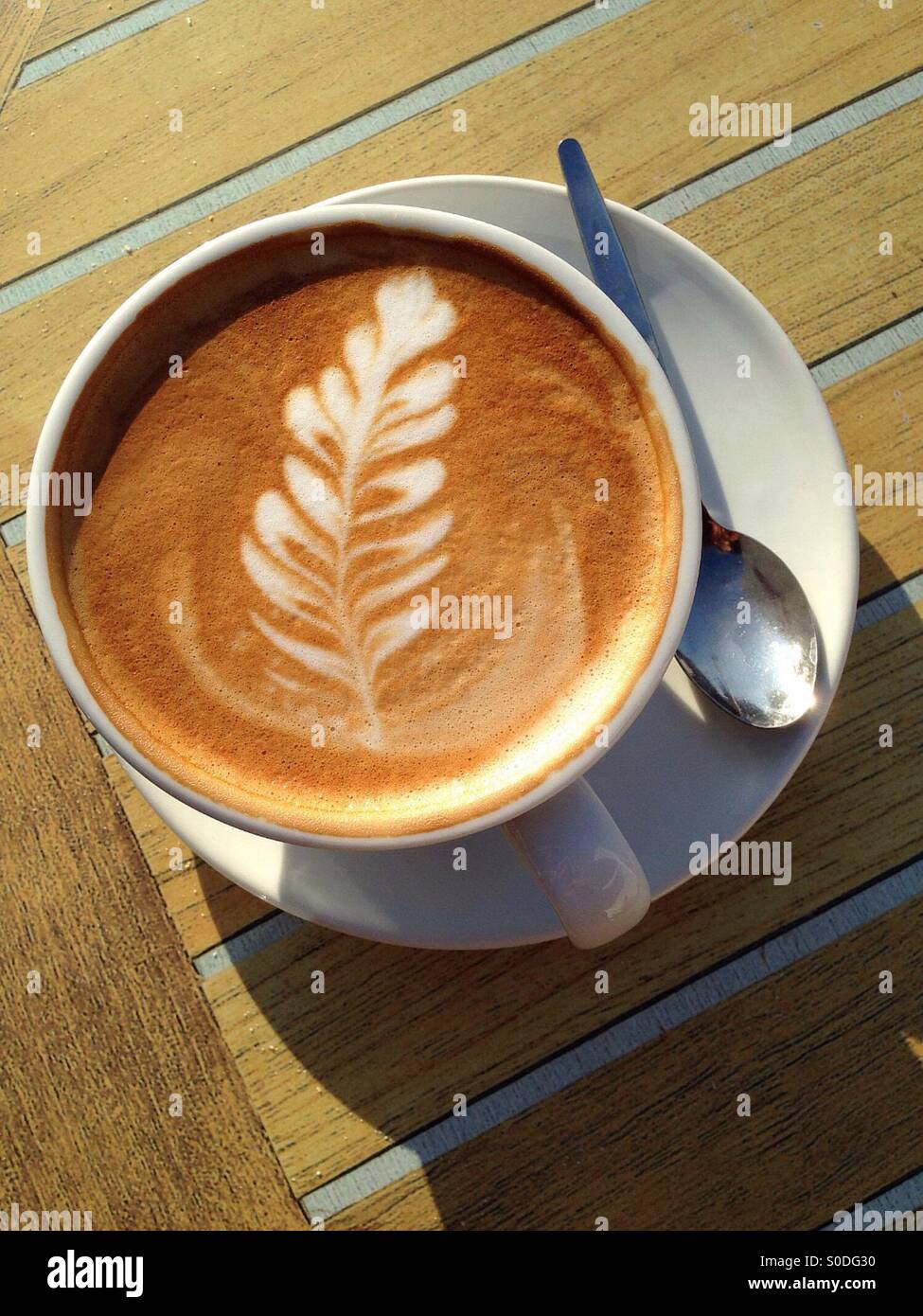Cafe Latte with feather foam - Smartphone Captured Stock Image