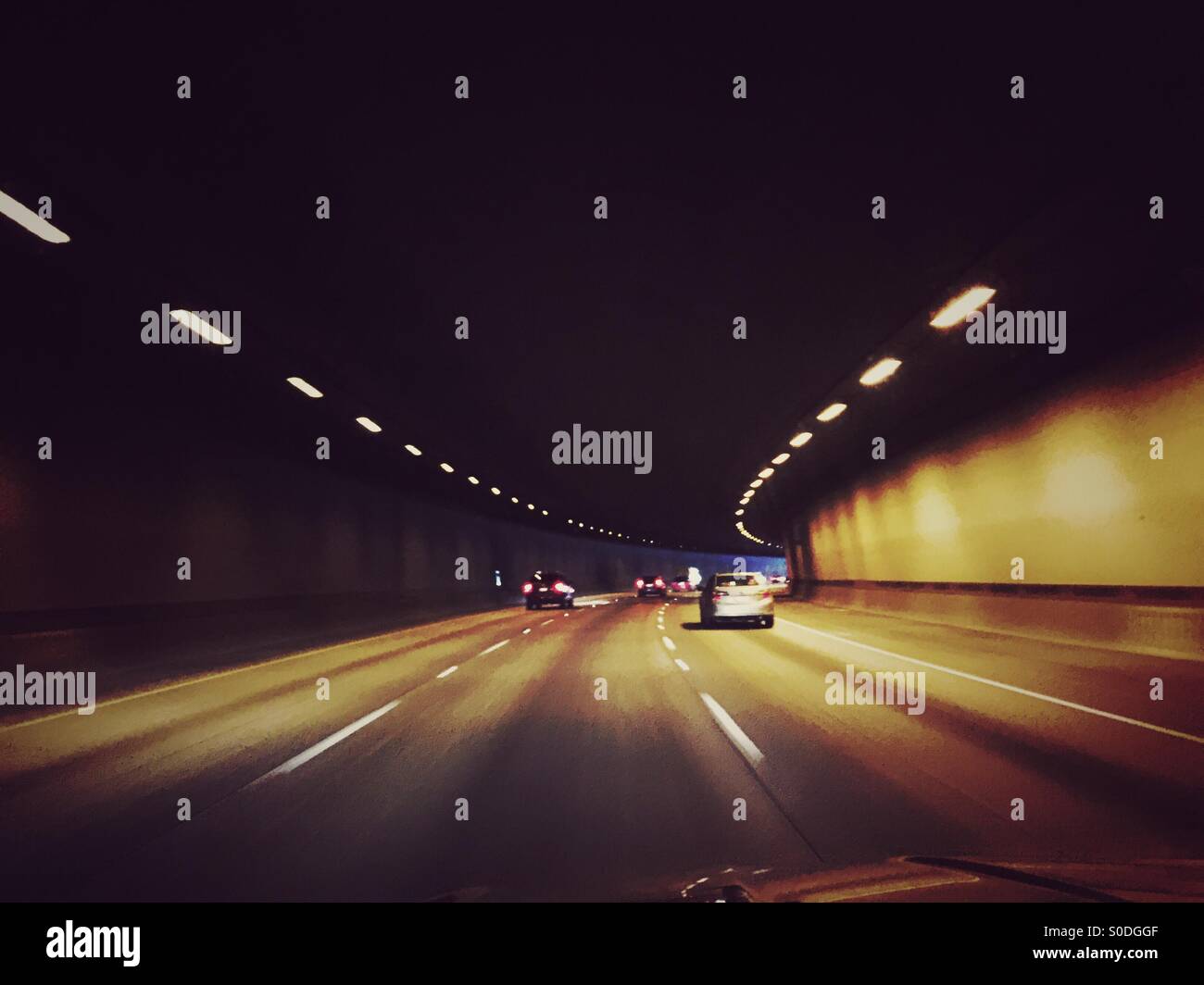 highway in the tunnel - Smartphone Captured Stock Image